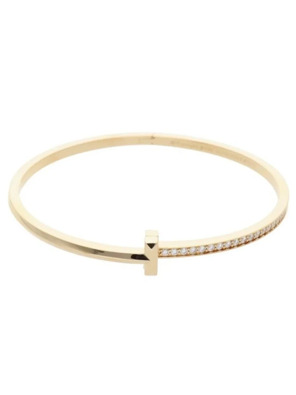 Tiffany & Co T One Hinge Narrow Diamond Bangle Bracelet